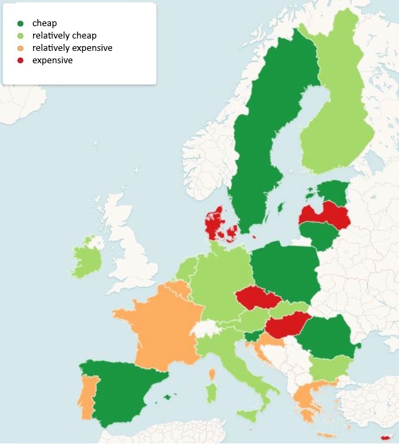 Chart - Audit No 22/03 - Price levels of mobile data and calls in the EU in 2021